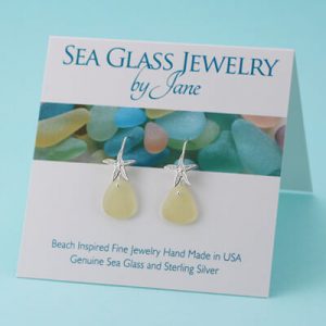 Yellow Sea Glass Starfish Earrings