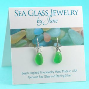 Green-Sea-Glass-Starfish-Earrings
