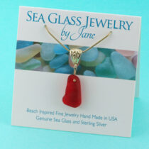 Cherry Red Sea Glass Pendant