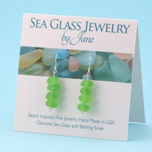 Lime Green Sea Glass Stack Earrings