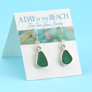 Small Emerald Green Sea Glass Earrings