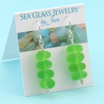 Lime Green Sea Glass Stack Earrings