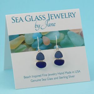 Blue Shades Sea Glass Sailboat Earrings