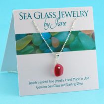 Tiny Red & White Sea Glass Multi Pendant