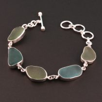 Breathtaking Teal Olive Sea Glass Bracelet