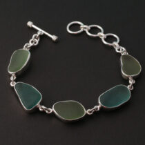 Teal Olive Sea Glass Bracelet