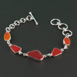 Ultra Rare Red & Orange Sea Glass Bracelet