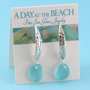 Deep Aqua Sea Glasls Designer Earrings