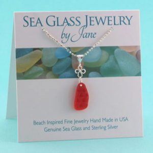 Cherry Red Good Luck Sea Glass Pendant