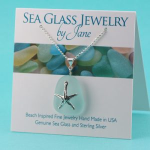 Aqua Sea Glass Starfish Pendant