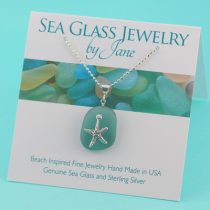 Aqua Sea Glass Sea Star Pendant