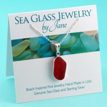 Cute Cherry Red Sea Glass Pendant