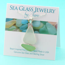 Large Green & White Sea Glass Sailboat Pendant