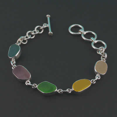 Colorful Sea Glass Bracelet, Rare Sea Glass Colors