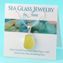 UV Lemon Yellow Sea Glass Pendant