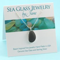 Black Oval Sea Glass Pendant