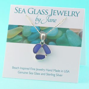 Cornflower Blue Triple Sea Glass Pendant