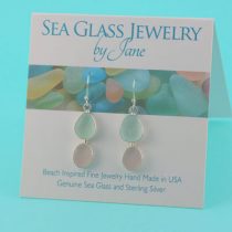 Sea Foam & Lavender Double Sea Glass Earrings