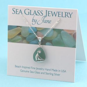 Teal Sea Glass Sailboat Pendant