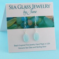 Sky Blue Sea Glass Earrings with Accent