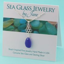 Cute Cobalt Blue Sea Glass Infinity Pendant