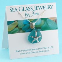 Beautiful Teal Sea Glass Sea Star Pendant