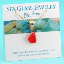 Gold Lover Red Sea Glass Pendant