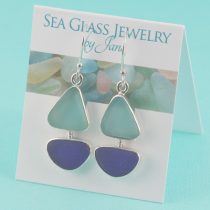 Aqua & Blue Sea Glass Sailboat Earrings