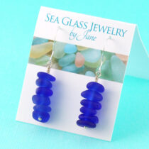 Cobalt Blue Sea Glass Stack Earrings