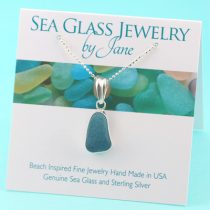 N1290 Pretty Aqua Sea Glass Pendant