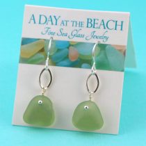 Luminous Light Olive Sea Glass Earrings
