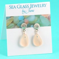 Blushing Pink Sea Glass Earrings Sea Shell Earring Posts