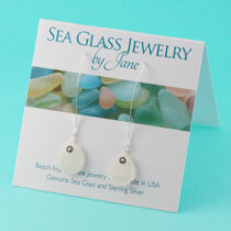 Sleek Frosty White Sea Glass Earrings
