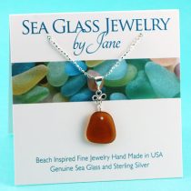 Amber Good Luck Sea Glass Pendant