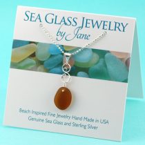 Amber Sea Glass Infinity Pendant