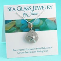 Gray Sea Glass Sea Star Pendant