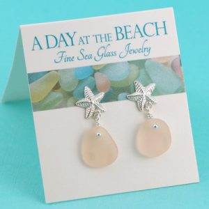 Blushing Pink Sea Glass Earrings Sea Star Earring Posts