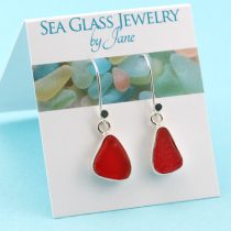 Brilliant Red Sea Glass Earrings