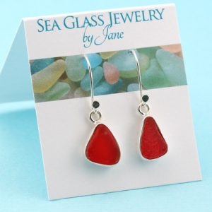 Brilliant Red Sea Glass Earrings