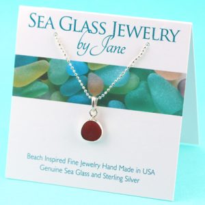 Small Red Sea Glass Pendant