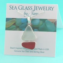 Fabulous Red & White Sea Glass Pendant
