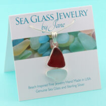 Fabulous Red & White Sea Glass Sailboat Pendant