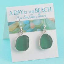 Olive Teal Sea Glass Earrings