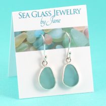 Rare Deep Aqua Sea Glass Earrings