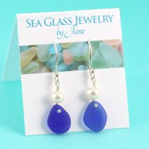 Classy Cobalt Blue Sea Glass Earrings
