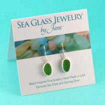Lime Green Sea Glass Earrings