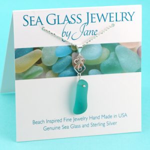 Long & Lovely Deep Aqua Sea Glass Pendant