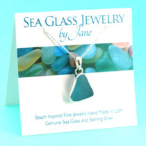 Small Deep Aqua Bezel Set Sea Glass Pendant
