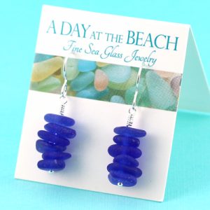 Dark Blue Sea Glass Stack Earrings