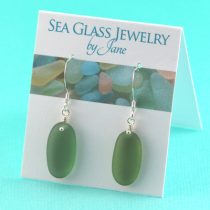 Outstanding Olive Green Sea Glass Earrings
